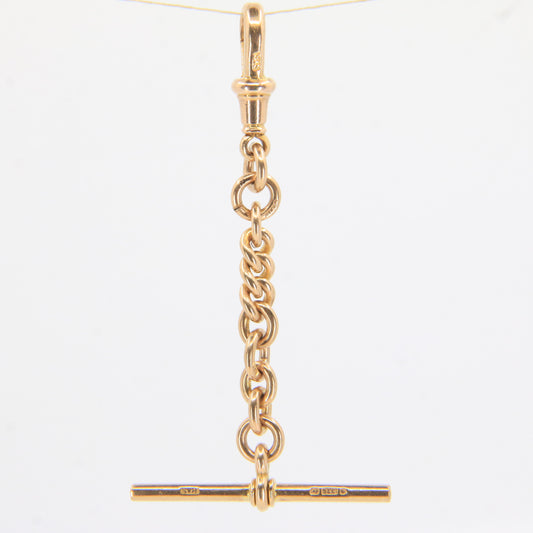 Antique 9ct Gold Hallmarked Swivel T-Bar Pendant 3" Part Albert Necklace Extender