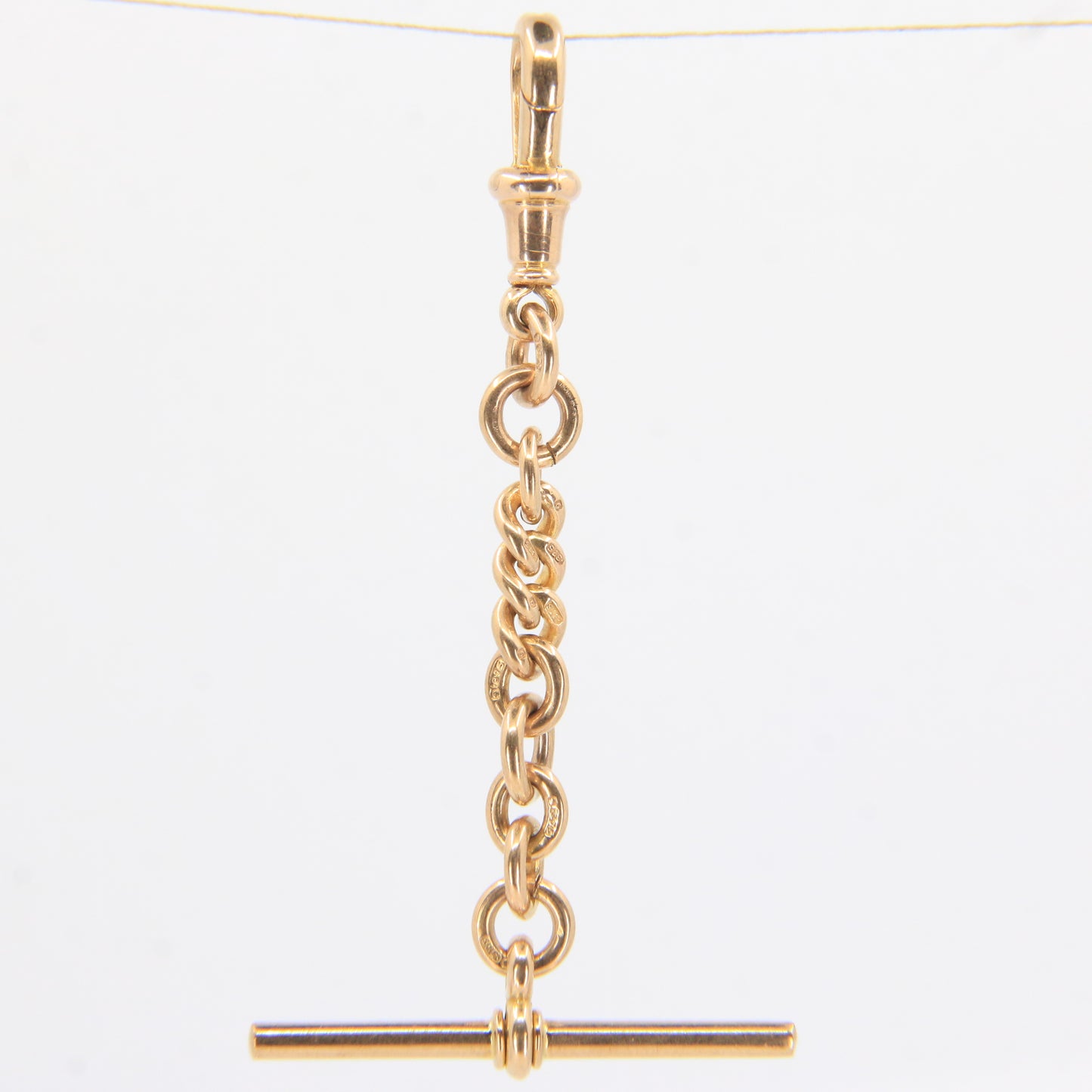 Antique 9ct Gold Hallmarked Swivel T-Bar Pendant 3" Part Albert Necklace Extender