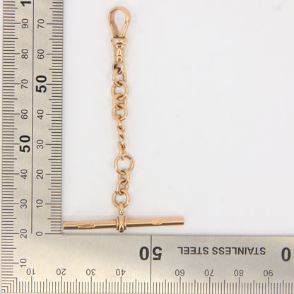 Antique 9ct Gold Hallmarked T-Bar Pendant Necklace Extender 3" Part Albert Chain