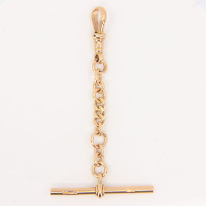 Antique 9ct Gold Hallmarked T-Bar Pendant Necklace Extender 3" Part Albert Chain