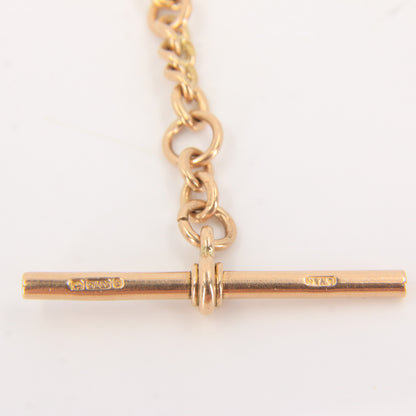 Antique 9ct Gold Hallmarked T-Bar Pendant Necklace Extender 3" Part Albert Chain