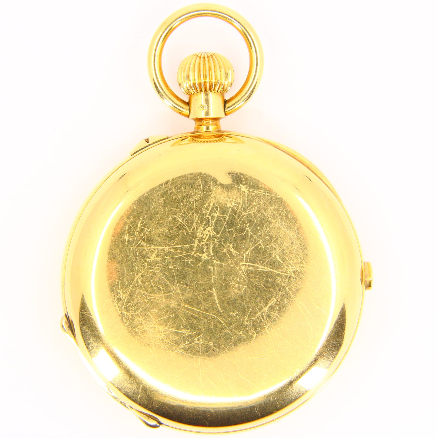 Antique 18 Carat Gold Chronograph Pocket Watch Free Sprung Minute Recording Boxed Running
