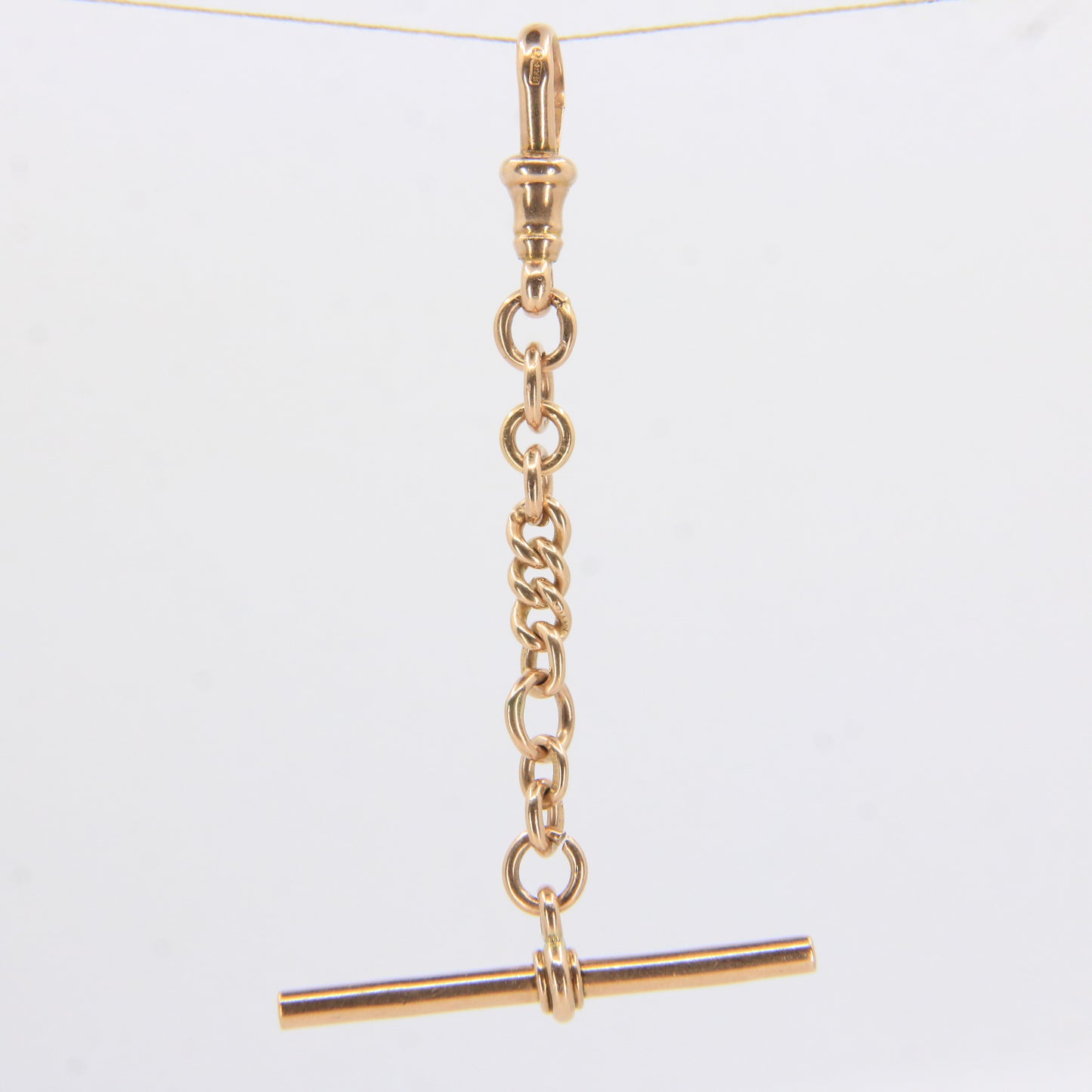 Antique 9ct Gold Hallmarked T-Bar Pendant Necklace Extender 3" Part Albert Chain