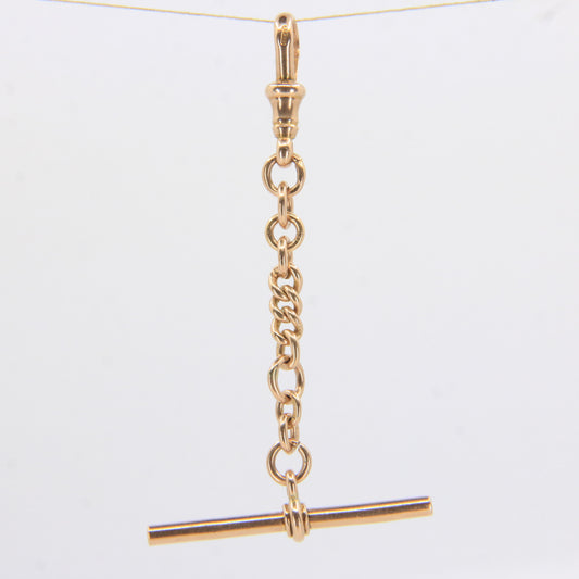 Antique 9ct Gold Hallmarked T-Bar Pendant Necklace Extender 3" Part Albert Chain