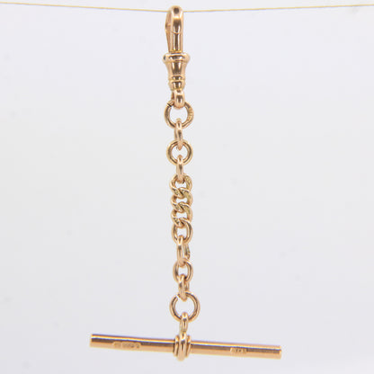 Antique 9ct Gold Hallmarked T-Bar Pendant Necklace Extender 3" Part Albert Chain