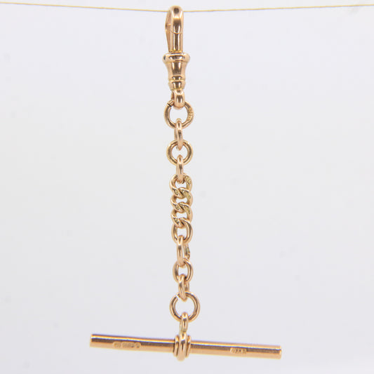 Antique 9ct Gold Hallmarked T-Bar Pendant Necklace Extender 3" Part Albert Chain