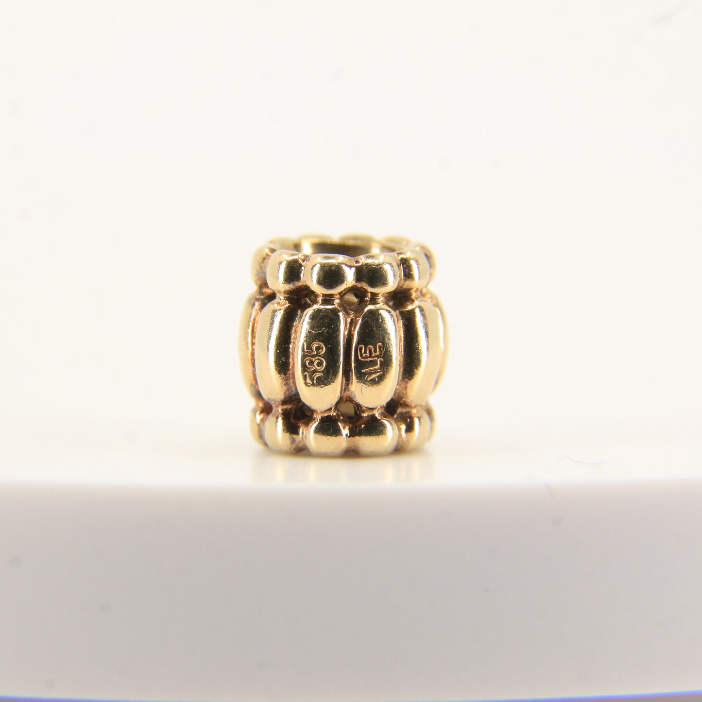Pandora 14ct Solid Gold Threaded Bead Charm Yellow Gold Bracelet Charm Collectible