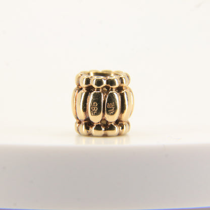 Pandora 14ct Solid Gold Threaded Bead Charm Yellow Gold Bracelet Charm Collectible