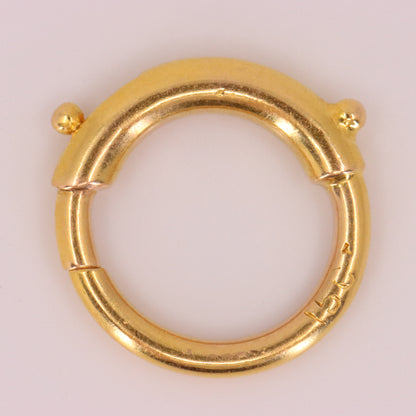 Antique 15k Yellow Gold Spring Ring Clasp Charm Holder Jewellery Finding Clip