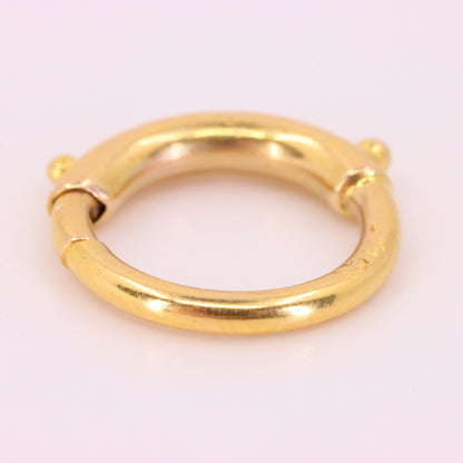 Antique 15k Yellow Gold Spring Ring Clasp Charm Holder Jewellery Finding Clip