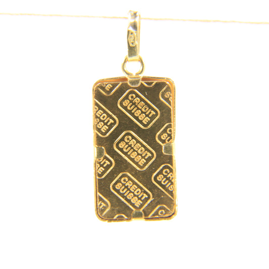 Vintage 24ct Fine Gold Credit Suisse 1g Ingot Pendant Charm 999.9 Hallmarked