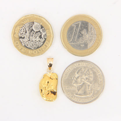Vintage 24K Natural Gold Nugget Pendant 14K Bail Yellow Gold Charm