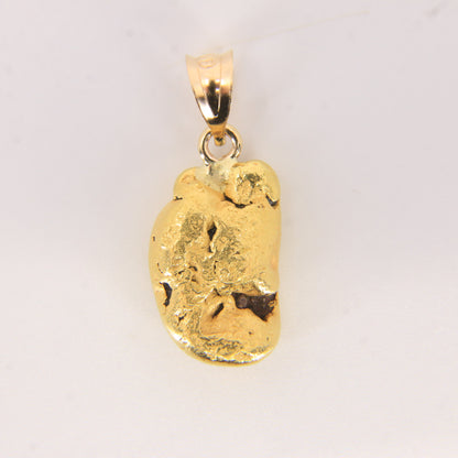 Vintage 24K Natural Gold Nugget Pendant 14K Bail Yellow Gold Charm