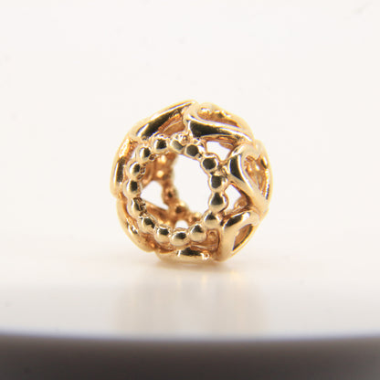 Pandora 14ct Solid Gold Heart Bead Charm Nonthreaded Yellow Gold Bracelet Charm
