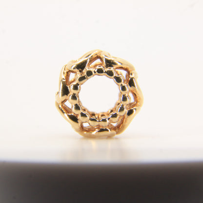 Pandora 14ct Solid Gold Heart Bead Charm Nonthreaded Yellow Gold Bracelet Charm