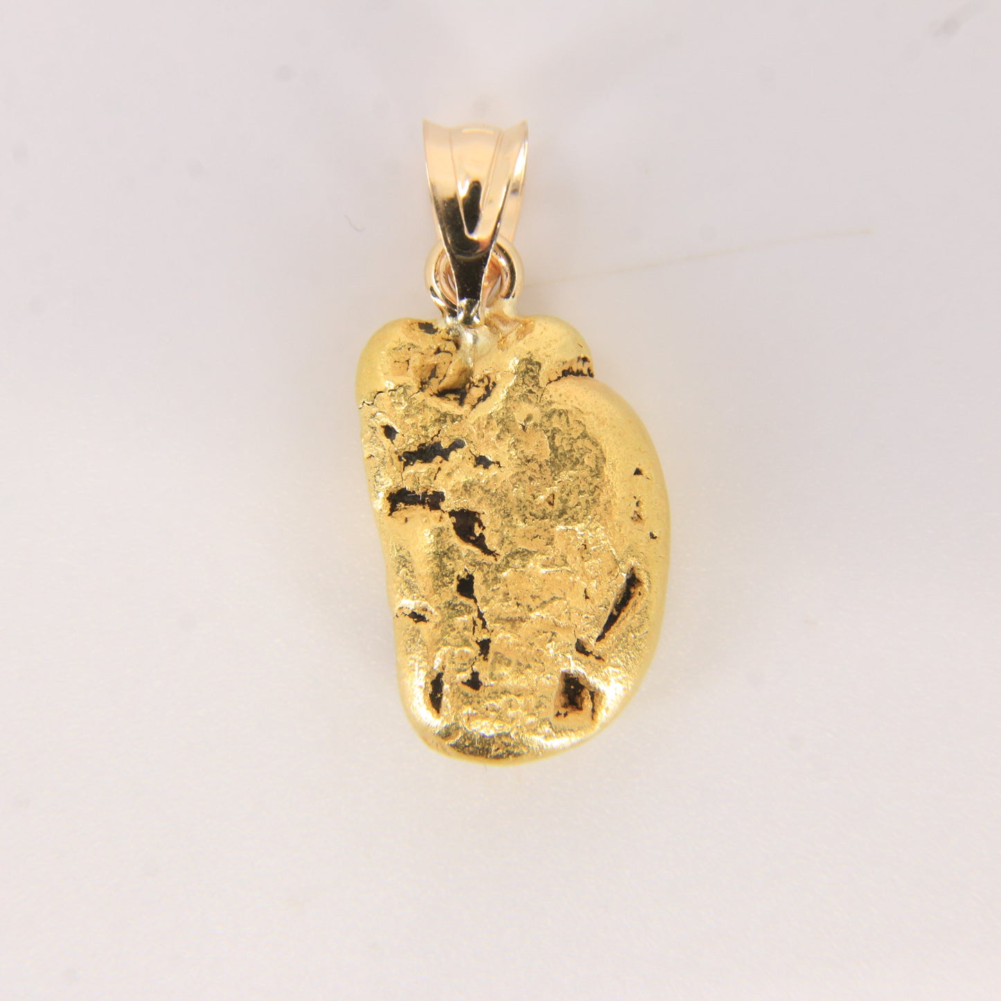 Vintage 24K Natural Gold Nugget Pendant 14K Bail Yellow Gold Charm