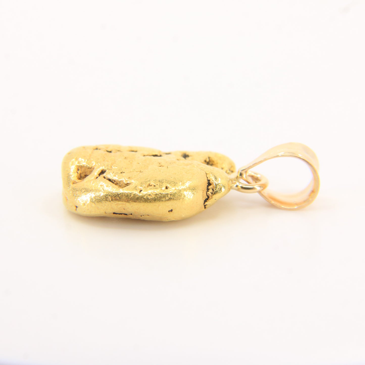 Vintage 24K Natural Gold Nugget Pendant 14K Bail Yellow Gold Charm