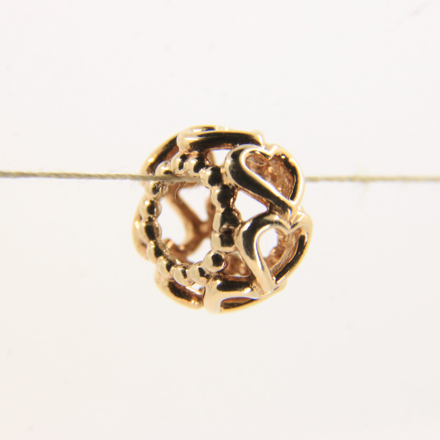 Pandora 14ct Solid Gold Heart Bead Charm Nonthreaded Yellow Gold Bracelet Charm