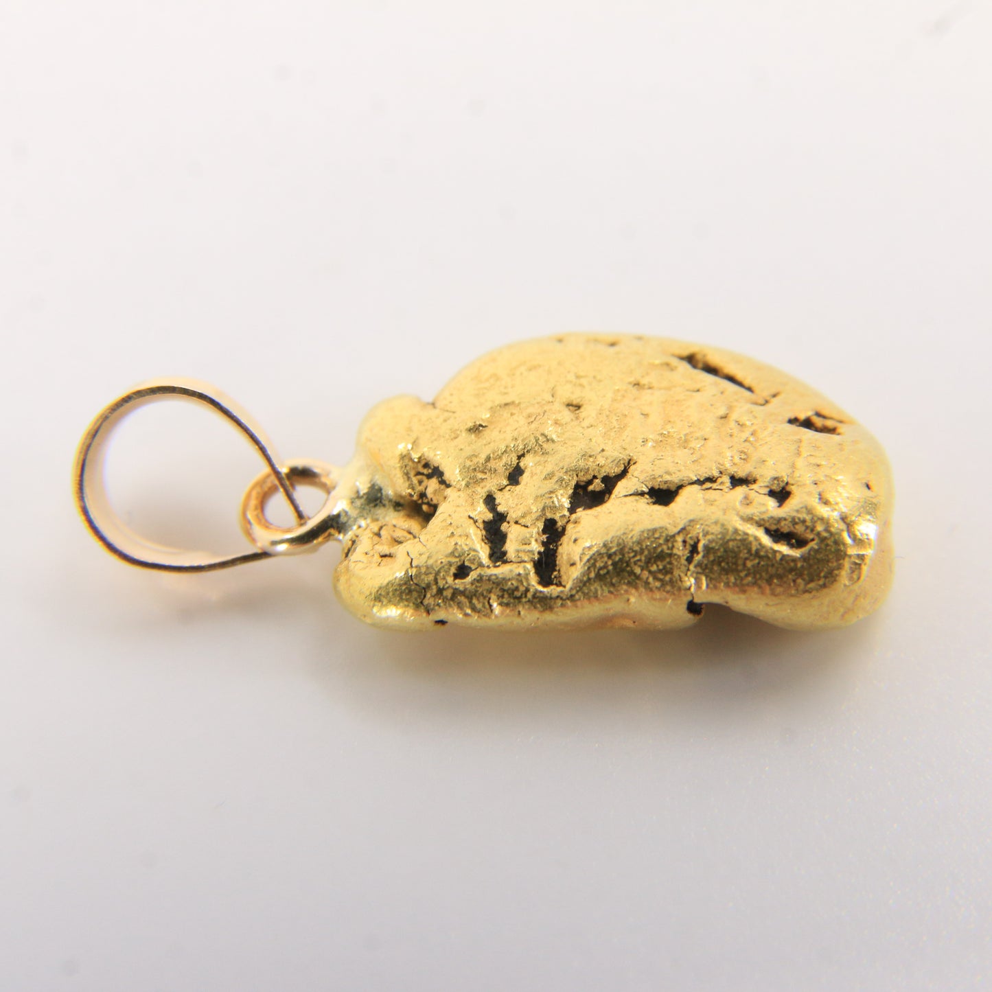 Vintage 24K Natural Gold Nugget Pendant 14K Bail Yellow Gold Charm
