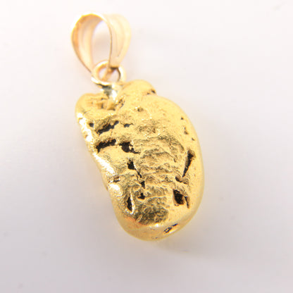 Vintage 24K Natural Gold Nugget Pendant 14K Bail Yellow Gold Charm