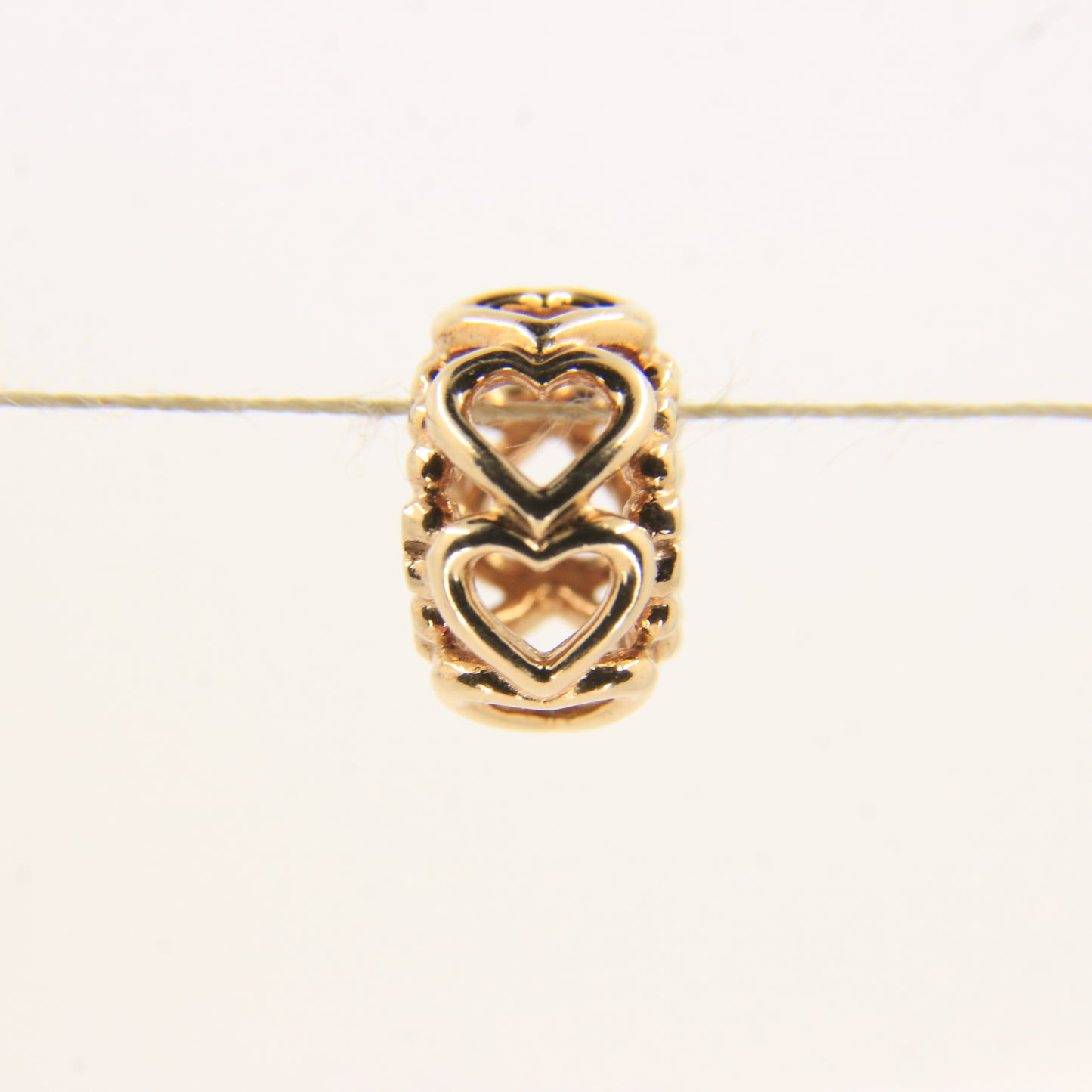 Pandora 14ct Solid Gold Heart Bead Charm Nonthreaded Yellow Gold Bracelet Charm