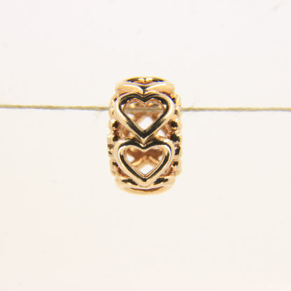 Pandora 14ct Solid Gold Heart Bead Charm Nonthreaded Yellow Gold Bracelet Charm