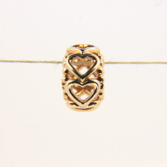 Pandora 14ct Solid Gold Heart Bead Charm Nonthreaded Yellow Gold Bracelet Charm