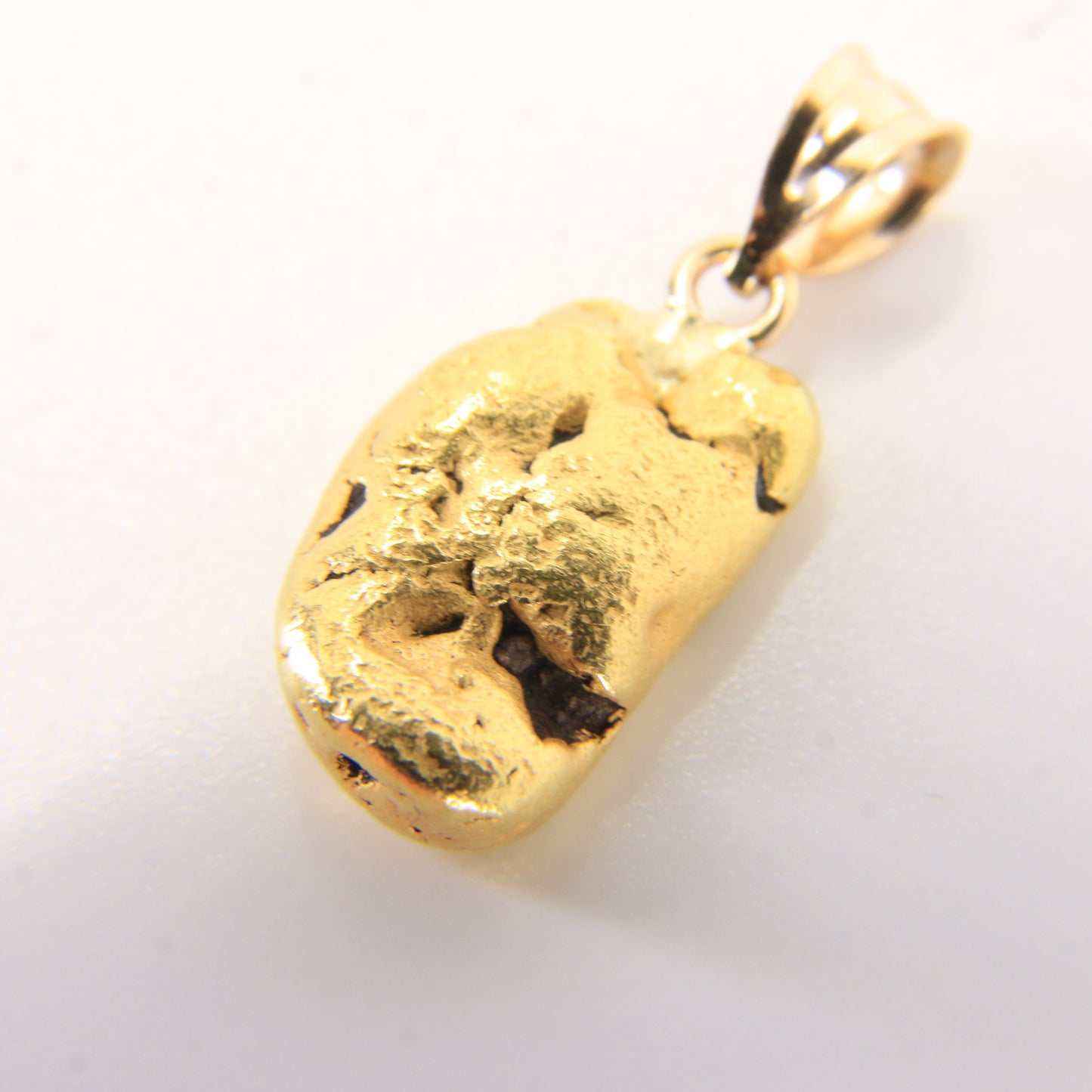 Vintage 24K Natural Gold Nugget Pendant 14K Bail Yellow Gold Charm