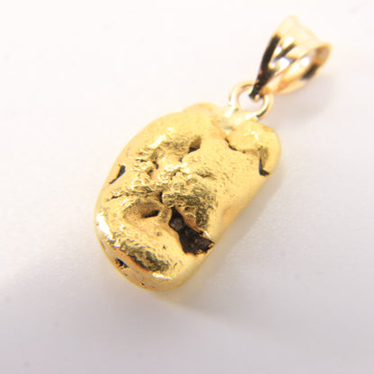 Vintage 24K Natural Gold Nugget Pendant 14K Bail Yellow Gold Charm