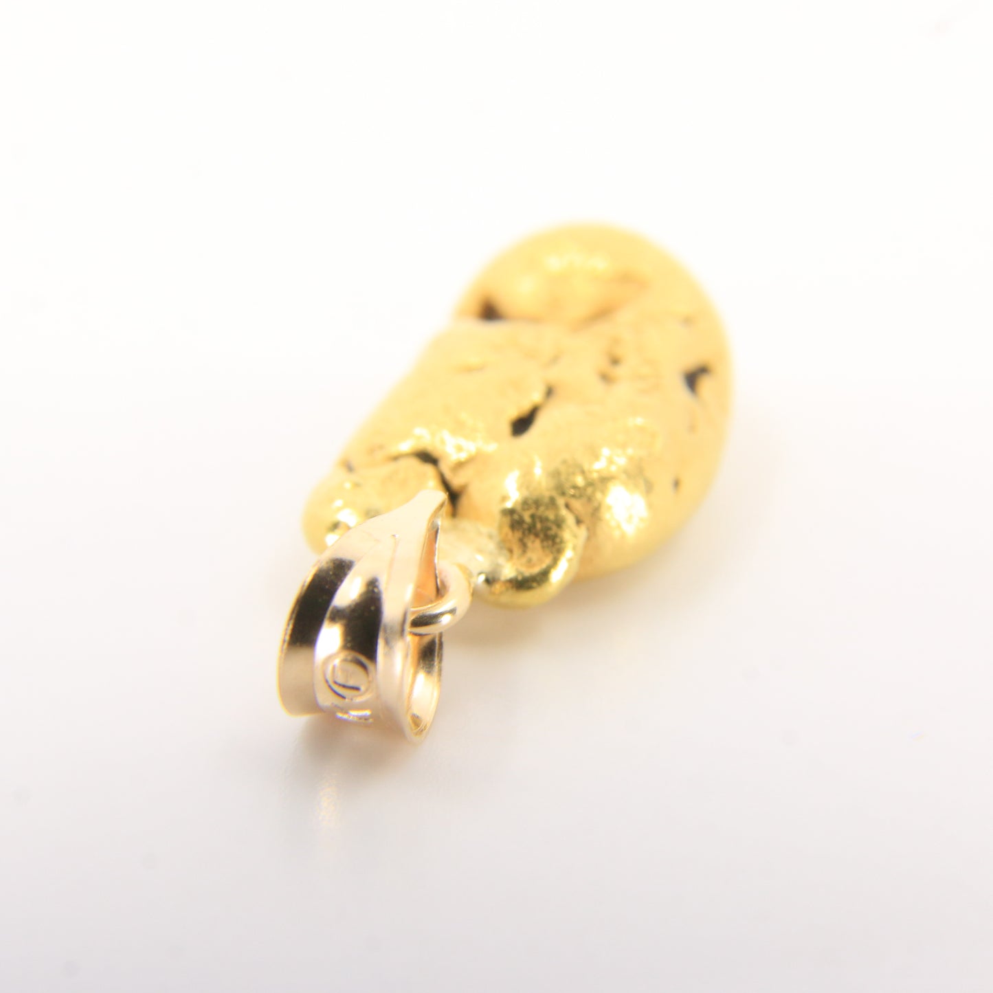 Vintage 24K Natural Gold Nugget Pendant 14K Bail Yellow Gold Charm