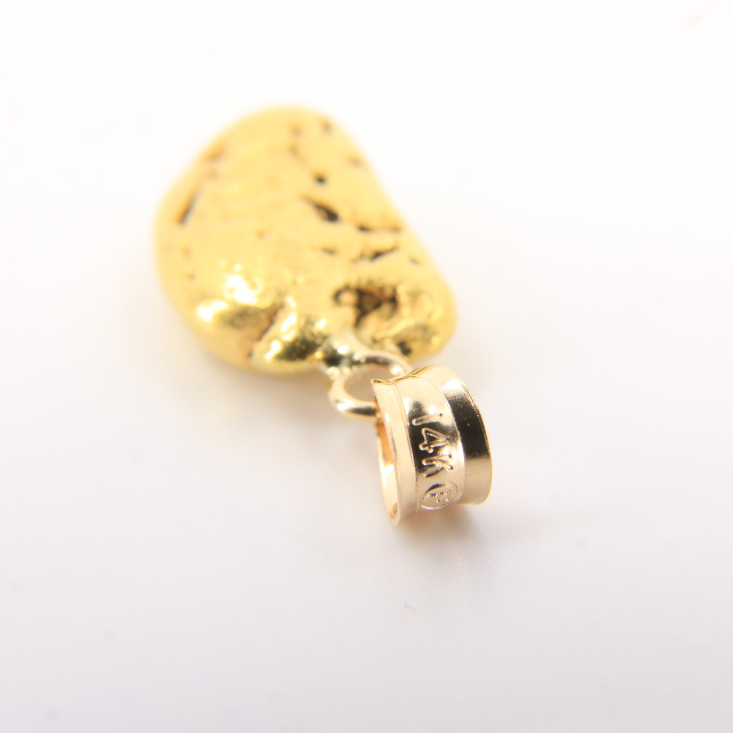 Vintage 24K Natural Gold Nugget Pendant 14K Bail Yellow Gold Charm