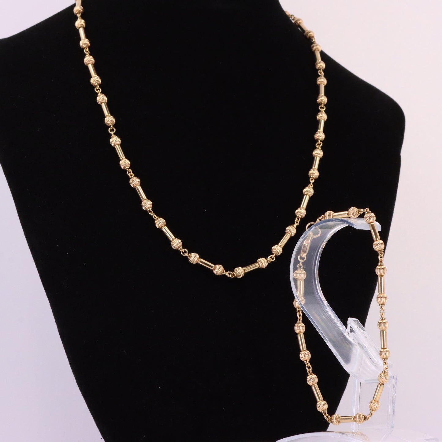 Vintage 9ct Gold Necklace & Bracelet Set 24 Inch Combined Chain Boxed Gift