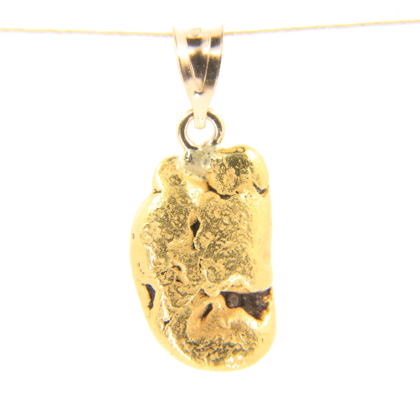 Vintage 24K Natural Gold Nugget Pendant 14K Bail Yellow Gold Charm