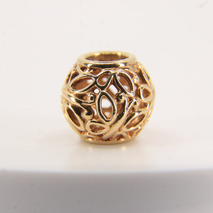 Pandora 14ct Solid Gold Bead Charm Nonthreaded Yellow Gold Bracelet Bead