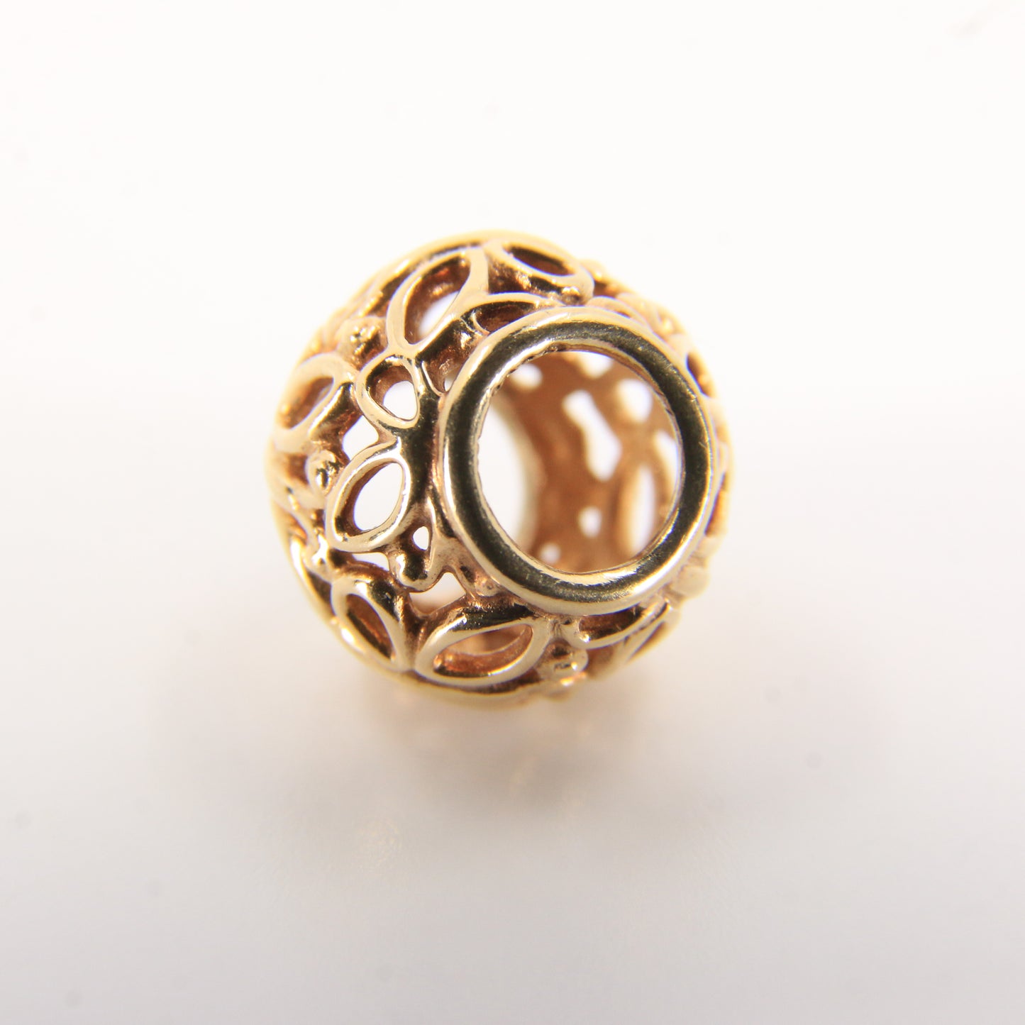 Pandora 14ct Solid Gold Bead Charm Nonthreaded Yellow Gold Bracelet Bead