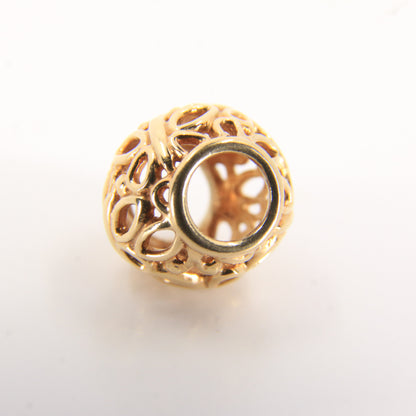 Pandora 14ct Solid Gold Bead Charm Nonthreaded Yellow Gold Bracelet Bead