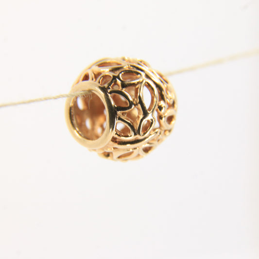 Pandora 14ct Solid Gold Bead Charm Nonthreaded Yellow Gold Bracelet Bead