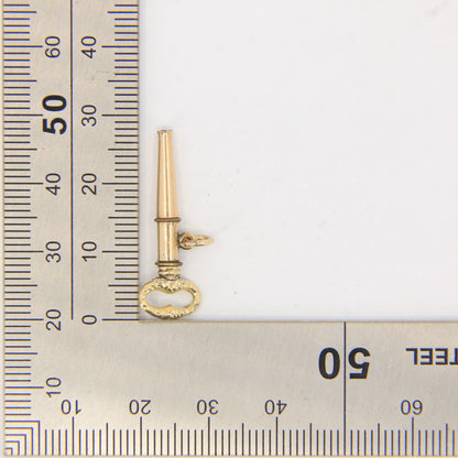 Antique 14ct Gold Watch Key Fob Ratchet Winding Pendant Chain Accessory