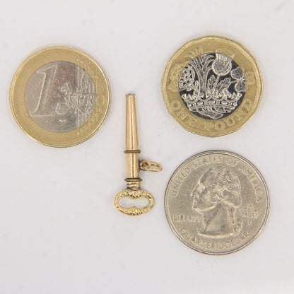 Antique 14ct Gold Watch Key Fob Ratchet Winding Pendant Chain Accessory