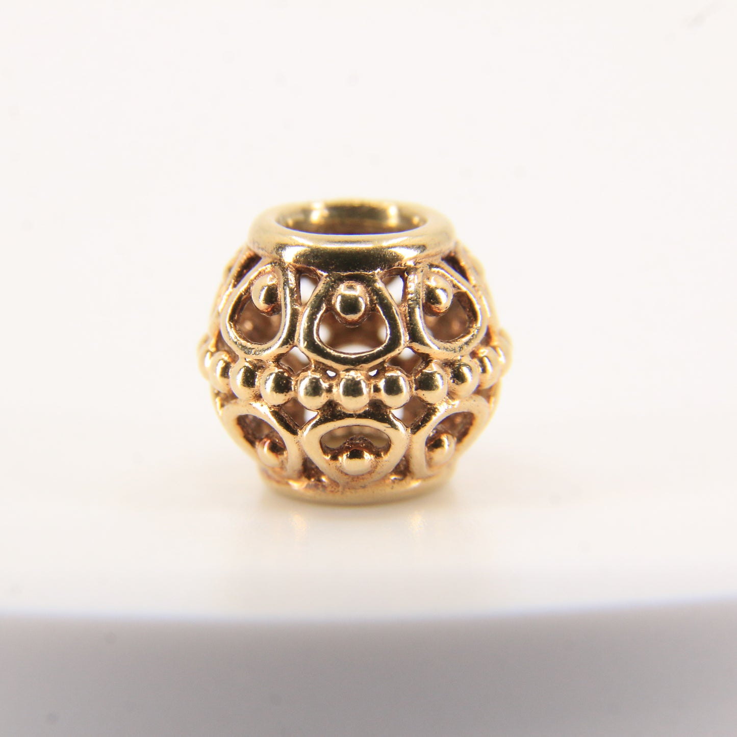 Pandora 14ct Solid Gold Bead Charm Nonthreaded Yellow Gold Bracelet Bead