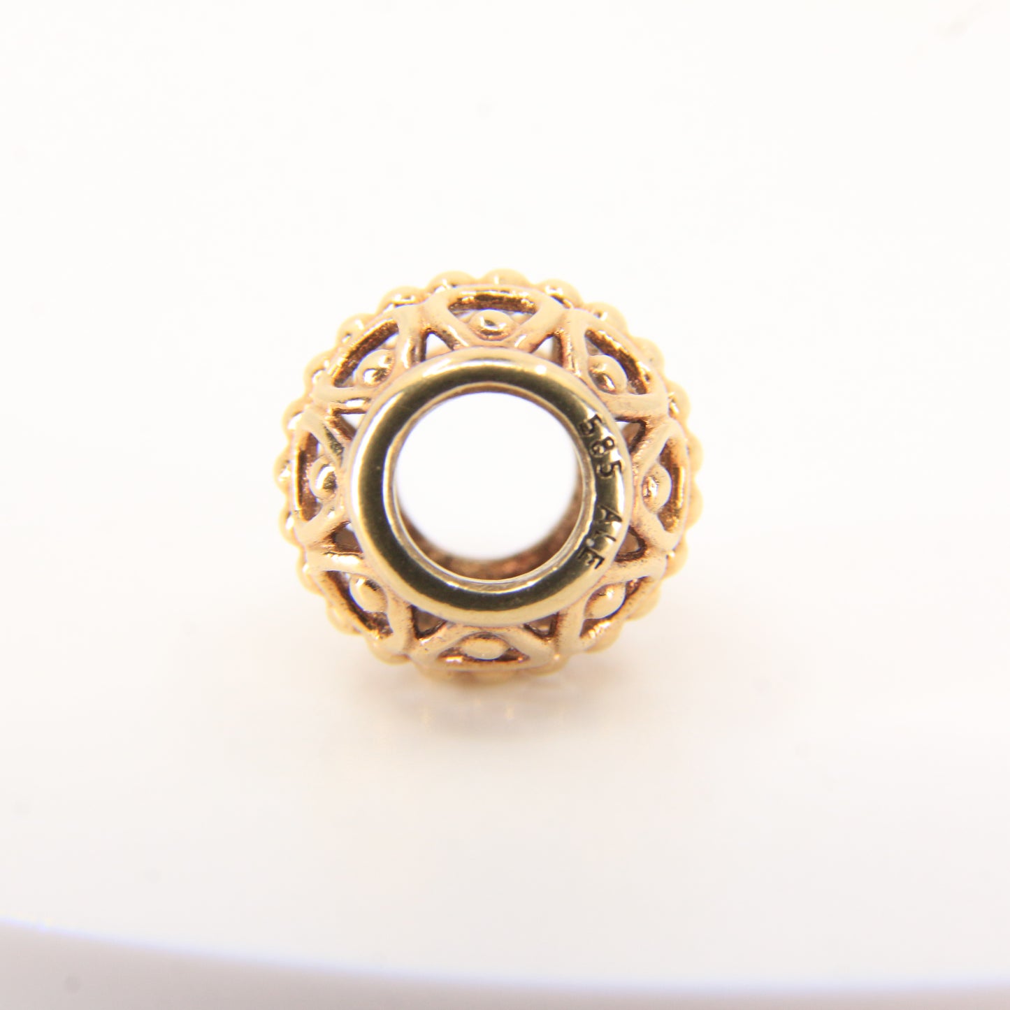 Pandora 14ct Solid Gold Bead Charm Nonthreaded Yellow Gold Bracelet Bead