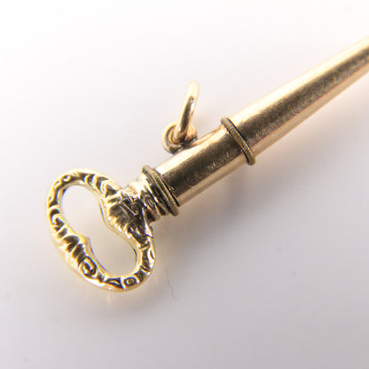 Antique 14ct Gold Watch Key Fob Ratchet Winding Pendant Chain Accessory