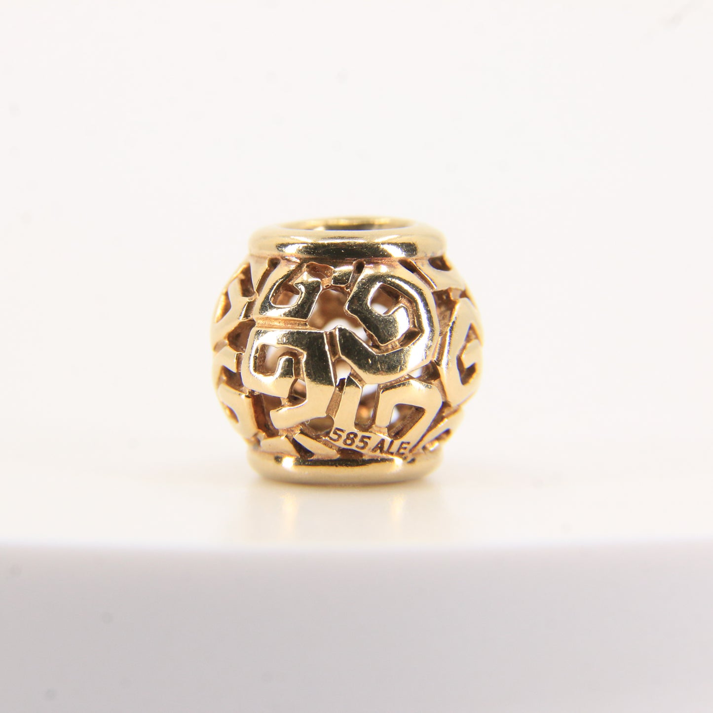Pandora 14ct Solid Gold Bead Charm Nonthreaded Yellow Gold Bracelet Bead