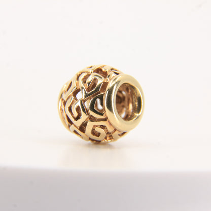 Pandora 14ct Solid Gold Bead Charm Nonthreaded Yellow Gold Bracelet Bead
