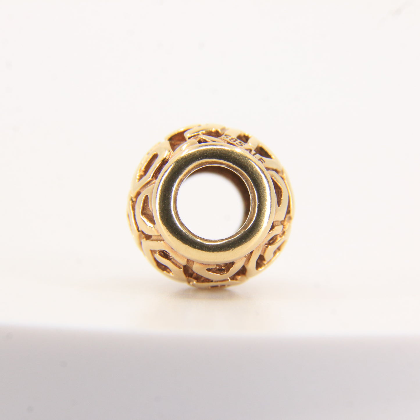 Pandora 14ct Solid Gold Bead Charm Nonthreaded Yellow Gold Bracelet Bead