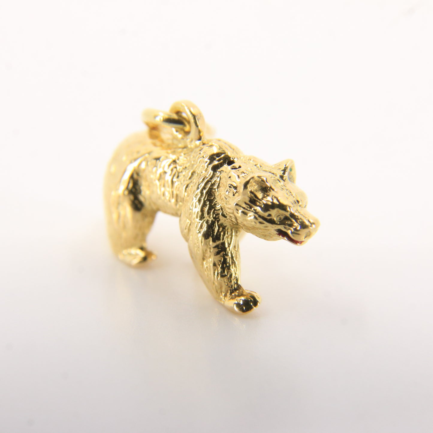Vintage 18ct Yellow Gold Brown Bear Pendant Wildlife Animal Charm Gift