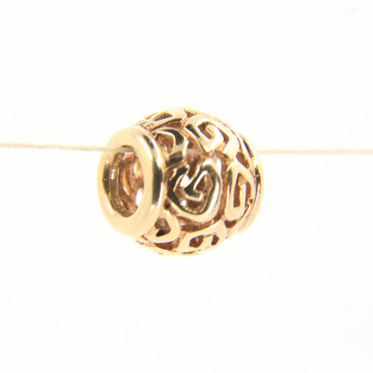 Pandora 14ct Solid Gold Bead Charm Nonthreaded Yellow Gold Bracelet Bead