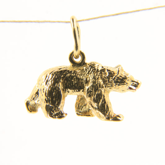 Vintage 18ct Yellow Gold Brown Bear Pendant Wildlife Animal Charm Gift