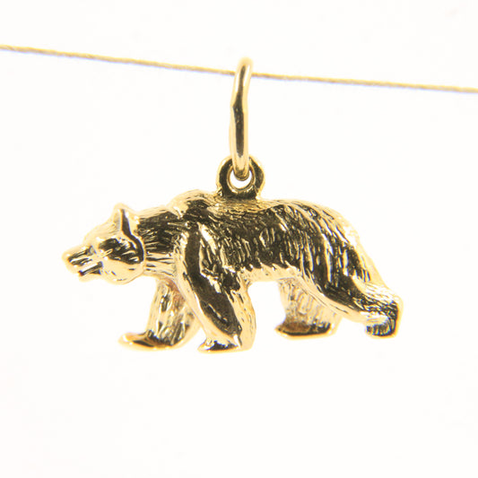 Vintage 18ct Yellow Gold Brown Bear Pendant Wildlife Animal Charm Gift