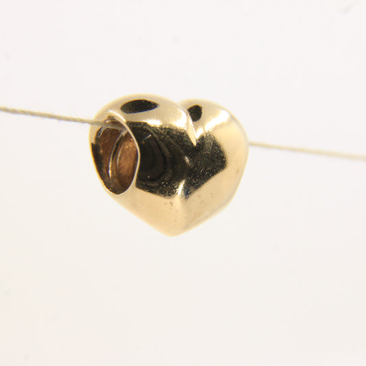 Pandora 14ct Solid Gold Heart Charm Threaded Yellow Gold Bracelet Love Bead